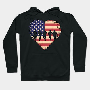 Usa Flag Heart American Patriotic  Forces Memorial Day Hoodie